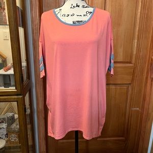 LuLaRoe Medium Irma.  Coral/blue